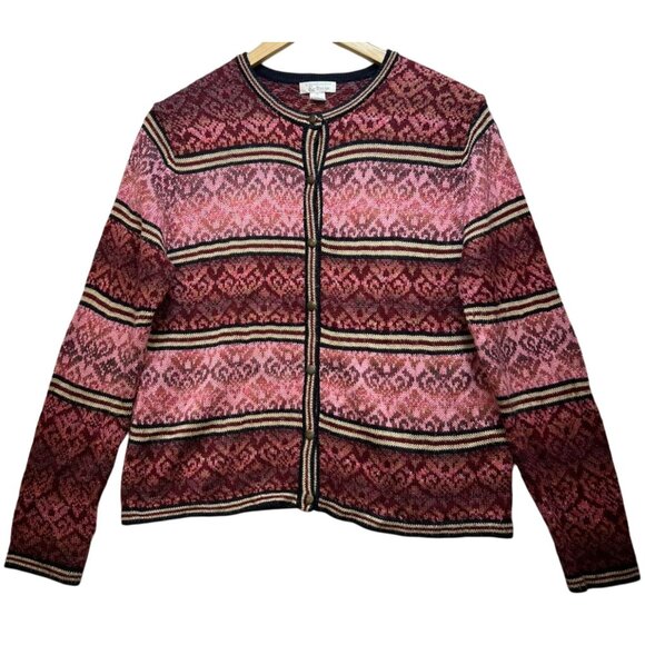 Christopher & Banks Womens Cardigan Sweater Knit Long Sleeve Size M Multi Stripe - Picture 1 of 12